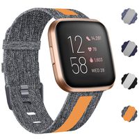NANW Woven Bands Compatible with Fitbit Versa 2 / Versa/Versa Lite, Breathable Woven Fabric Strap, Reflective Strip Replacement Wristbands Accessories Women Man for Versa Smart Watch