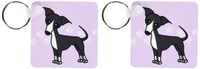 3dRose Cute Grey Blue Italian Greyhound Purple with Pawprints - Key Chains, 2.25 x 4.5 inches, set of 2 (kc_25366_1)