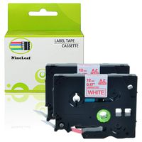 NineLeaf 2 Pack Red on White Label Tape Compatible for Brother TZ TZe TZ 232 TZe 232 1/2 inch for P-Touch GL-100 PT-1000 PT-1010 PT-1100 PT-1170 PT-11Q PT-1280 PT-18R PT-2030 PT-D210BK Printer