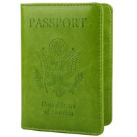 GDTK Leather Passport Holder Cover Case RFID Blocking Travel Wallet (Apple Green)