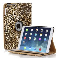 TNP Apple iPad Air Case (iPad 5th Gen, 2013 Model) Tablet - 360 Degree Rotating Stand Folio PU Leather Smart Cover Case with Built-in Magnet for Auto Sleep & Wake & Stylus Holder, Leopard Yellow