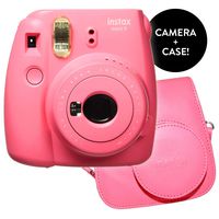 Fujifilm Instax Mini 9 Instant Camera - Renewed with New Instax Mini 9 Groovy Camera Case | Matching Colors for Case and Mini 9 Camera + Amazing Cleaning Cloth (Flamingo Pink)