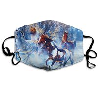 Hateone Unisex Unique Mouth Mask - Running Horses Winter Art Polyester Anti-dust Masks - Fashion Washed Reusable Face Mask for Outdoor Cycling