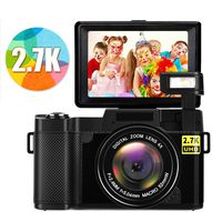 Digital Camera Camcorder Full HD 2.7K 24MP Video Camcorders Vlogging Camera with Retractable Flash Light YouTube Camera with Flip Screen (G04)
