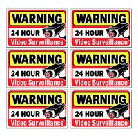 Signs Authority Video Security Decals Sign for Home/Business 6 Piece Set Self Adhesive Vinyl Stickers-Outdoor/Indoor 4" x 2.5" for Window, Door & Wall for CCTV, DVR, Camera Surveillance Systems
