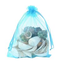 PH PandaHall 100PCS 5x7 inch DeepSkyBlue Organza Drawstring Bags Party Wedding Favor Gift Bags for Baby Shower, Birthday, Party, Christmas