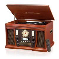 Victrola Wood 7-in-1 Nostalgic Bluetooth Record Player with CD Encoding and 3-Speed Turntable