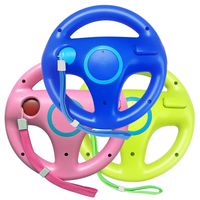 Jadebones 3pcs Blue Pink Green Mario Kart Steering Wheel with Wrist Strap for Nintendo Wii