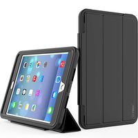 iPad Mini 4 Case, SEYMAC Three Layer Drop Protection Rugged Protective Heavy Duty Stand Case with Magnetic Smart Auto Wake/Sleep Cover for iPad Mini 4（a1538, a1550） Black