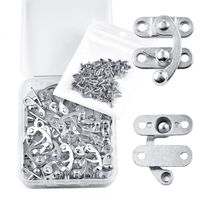 PGMJ 20 Pieces Thickened Solid Antique Right Latch Hook Hasp Horn Lock Wood Jewelry Box Latch Hook Clasp and 80 Replacement Screws (Silver)