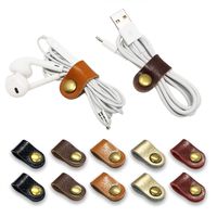 FIBOUND 10pcs Earphone Winder Leather Cable Straps,Cable Ties Leather Cord Organizer,USB Cable Clips,Earphone Winder with Leather Handmade