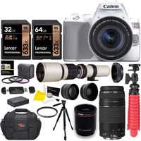 Canon EOS Rebel SL3 DSLR Camera with 18-55mm, Canon 75-300mm III Lenses, 2 Lexar U3 Memory Cards and Vivitar 500mm w/T-Mount Bundle