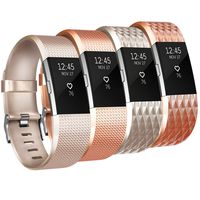 Tobfit Sport Silicone Bands Compatible for Fitbit Charge 2 Classic & Special Edition, 4 Pack, Champagne/Champagne/Rose Gold/Rose Gold, Large Color: Champagne/Champagne/Rose Gold/Rose Gold