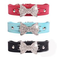 EASTOP Dog Collars for Small Dogs Girl Bow Bling Sports（Small, Black）