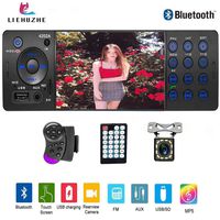 Liehuzhekeji Single Din Car Stereo Radio Receiver, 4.1 Inch Car MP5 Player Head Unit,Support Bluetooth FM Radio USB/AUX-in/SD Card with 12LED Lights Backup Camera