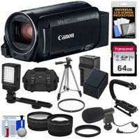 Canon Vixia HF R82 32GB Wi-Fi 1080p HD Video Camera Camcorder + 64GB Card + Battery & Charger + Case + Tripod + Stabilizer + LED + Mic + 2 Lens Kit