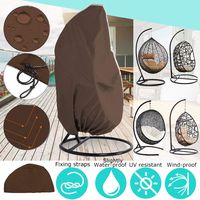 Patio Swing Chair Cover with Strap for Garden Veranda Hanging Chair Waterproof Sunscreen 75 Inch X 45 Inch (Brown)