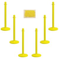 Mr. Chain Plastic Stanchion Kit with 50 Feet of 2-Inch Link Chain and C-Hooks, Yellow, Pack of 6 (71102-6)