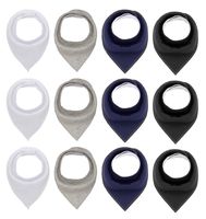 Black White Cotton Bandana Snap Drool Bibs for Baby Girls for Drooling Eating Teething for 12 Pack