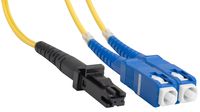 Amphenol FO-DUALSCMTRJ-003 SC-MTRJ Duplex Single-Mode Fiber Optic Patch Cord, 9/125 OS1, OFNR, 3 m, 10', Yellow