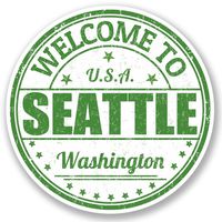 2 x 10cm- 100mm Seattle Washington USA Vinyl SELF ADHESIVE STICKER Decal Laptop Travel Luggage Car iPad Sign Fun #5218