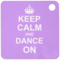 3dRose Keep Calm and Dance on - carry on dancing - gifts for dancers lilac purple fun humor - Key Chains, 2.25 x 2.25 inches, set of 2 (kc_157706_1)
