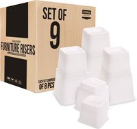 Utopia Bedding Adjustable Bed Furniture Risers Pack - 3, 5 or 8 Inch Heavy Duty Risers for Sofa, Table, and Chair - (Bulk Pack of 9 x 8 Pieces - White)