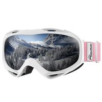 OutdoorMaster OTG Ski Goggles - Over Glasses Ski/Snowboard Goggles for Men, Women & Youth - 100% UV Protection (White Frame + VLT 10.2% Grey Lens)