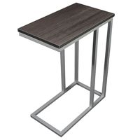 The Austin C Table/End Table/Laptop Stand, Zebra Wood Finish Laminate Top/Silver Base with Adjustable Glides