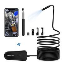 LETSCOM Wireless Endoscope, IP68 Waterproof WiFi Borescope Inspection Camera, 5.5mm 2MP HD Zoomable Snake Camera with Telescopic Stick Semi-Rigid Cable for Android & iOS Smartphone -16.5Ft