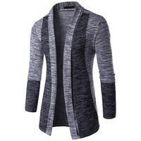 Paymenow Men's Cardigan, Autumn Winter Splice Knit Sweater Jacket Open Front Knitwear Coat (Gray, XL)