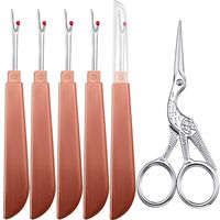 5 Pieces Seam Ripper Kit Seam Sewing Thread Ripper Stitch Remover Tool and Stork Scissor Embroidery Scissors for Crafting, Art Work, Threading, Needlework and Sewing