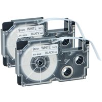 GREENCYCLE 2 Pack Compatible XR-9WE XR-9WE2S Black on White Label Tape 3/8"(9mm) x 26' (8m) for KL-60 KL-60SR KL-750 KL-750B KL-750BA KLP1000 Label Printer