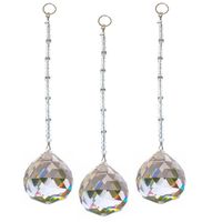 Hidden Hollow Beads Sun Catcher Crystal, Rear View Mirror Car Charm Ornament, Hanging Pendent 30mm, Comes in a Gift Bag. (3 Pack 30mm Crystal)