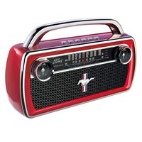 ION Audio Christmas Gift Essential-Wireless Portable Bluetooth Speaker with Rechargeable Battery and Radio - Mustang Stereo, Retro Red Finish