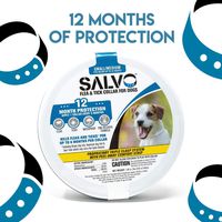 SALVO Flea and Tick Waterproof, Durable Collar for Dogs, Small/Medium, Fits Necks Up to 20 Inches, Pack of 2 for 12 Months of Protection