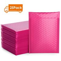 Metronic 25pcs Poly Bubble Mailers 6x10 Inch Padded Envelopes #0 Bubble Lined Poly Mailer Self Seal Pink