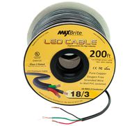 200 ft. 18AWG Low Voltage LED Cable 3 Conductor Black Sleeve in-Wall Speaker Wire UL/cUL Class 2 Certified