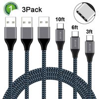 USB Type C Cable, Xcords USB C Cable 3Pack 3FT 6FT 10FT USB C to USB A Nylon Braided Fast Charger Cord for Samsung Galaxy Note 9/8, S10,S9, S9 Plus,S8, LG G5 G6 V30, Google Pixel XL