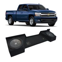 Compatible with 2007-2013 Chevy Silverado Ext Cab Truck Kicker CompR CWR10 Dual 10" Sub Box Enclosure - Final 2 Ohm