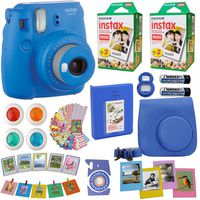 Fujifilm Instax Mini 9 Instant Camera Cobalt Blue + Fuji INSTAX Film (40 Sheets) + Accessories Kit Bundle + Case with Strap + Magnet Frames + Photo Album + Colorful Sticker Frames + Selfie Lens & MORE