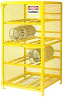 Little Giant GSH-36W-70H 13-Gauge Steel Horizontal Gas Cylinder Storage Unit, 8 Cylinders Capacity, 36" Width x 70" Height x 38" Depth, Yellow