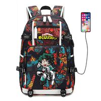 My Hero Academia Anime Boku no Hero Academia Cosplay Backpack Daypack Bookbag Laptop School Bag with USB Charging Port (Color 4A)