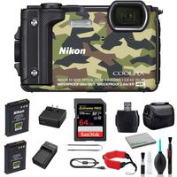 Nikon COOLPIX W300 Waterproof Underwater Digital Camera Bundle with 64GB Memory Card + Spare Battery + Travel Charger + More (Camouflage)