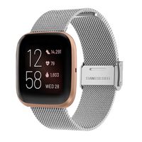 Metal Replacement Bands Compatible with Fitbit Versa 2 Watch-Homsta Stainless Steel Loop Mesh Clasp Strap Wristbands Bracelets for Women Men