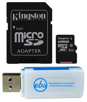 Kingston 128GB SDXC Micro Canvas Select Memory Card and Adapter Bundle Works with Samsung Galaxy A10, A20, A70 Cell Phone (SDCS/128GB) Plus 1 Everything But Stromboli (TM) MicroSD and SD Card Reader