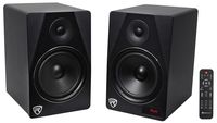 Rockville HTS8B Pair 8" 1000W Powered Home Theater Speakers with FM, USB, SD and Bluetooth in Black.