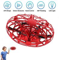 JCT UFO Flying Ball Toys Mini Drone for 4-10Years Kids Hand Controlled Flying Toys, Infrared Induction Helicopter Ball with360° Rotating and LED Lights for Children Boys Girls Kids Toys Gifts (Red)