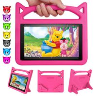 Kids Case for All New ＨＤ 10 Tablet (9th/7th/5th Generation, 2019/2017/2015 Release) - Roasan Lightweight Shockproof Cute Cat Handle Case with Foldable Stand for ＨＤ 10.1 Inch Kids Edition Tablet (Pink)