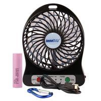 innobay Personal Fan USB/Rechargeable Battery Operated with LED Light, Quiet (4-inch, Black)
